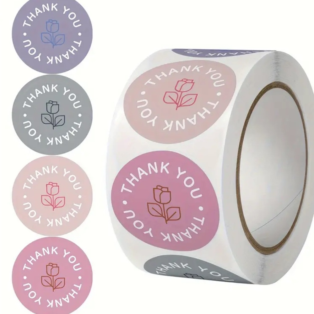 💜 NWT 500 Multi-Color Floral Circle Thank You Stickers!